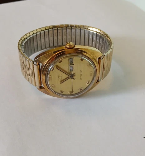 Vintage Mens Timex Electric Dynabeat Watch Day Date 38mm Runs Good