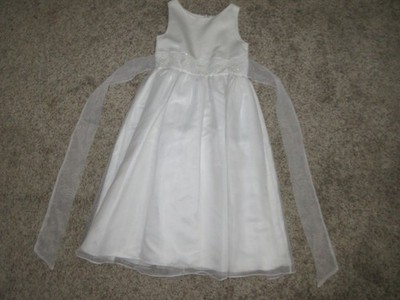 KIDS DREAM GIRLS SZ 10 WHITE FLOWER GIRL WEDDING CONFIRMATION GRADUATION DRESS