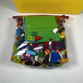 Lego Yellow Storage Creative Brick Box (10698) Filled With Legos 2 lb + Extras