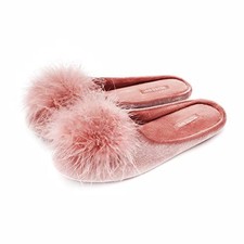 Women's Cozy Velvet Memory Foam House Slipper, Ladies Fuzzy Bedroom 7-8 Pink