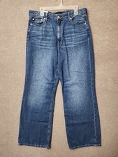 Aeropostale Baggy Wide Leg Jeans Womens 14 Blue Medium Wash Non Stretch NEW