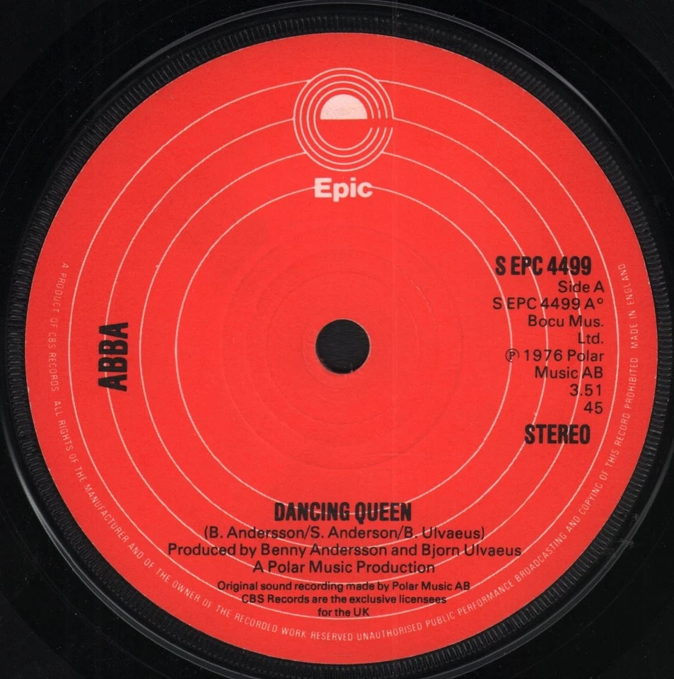 Abba Dancing Queen 7" vinyl UK Epic 1976 solid orange paper label design in - Image 2 of 3
