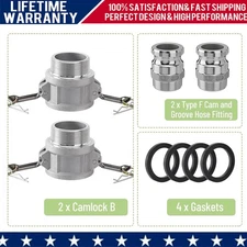 2'' Camlock Fittings Type B & Type F Cam and Groove Hose Fittings W/ 4PCS Gasket