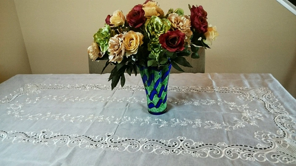 Servilletas Mantel Bordadas Marfil Organza Floral 72x108" Boda Fiesta Eventos Foto 4 de 4