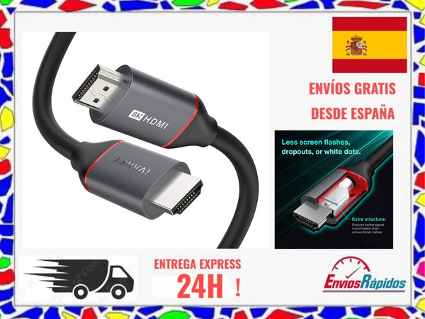 Cable Ethernet de Alta Velocidad 48G IVANKY HDMI 8K 2m 8K@60Hz 4K@120Hz 24H