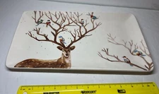 Pier1imports Alexander Deer And Birds Tray/Platter 14”x8”