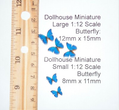 NEW Lovely OOAK Dollhouse Miniature 1:12Scale 5 Realistic BlueMorpho Butterflies