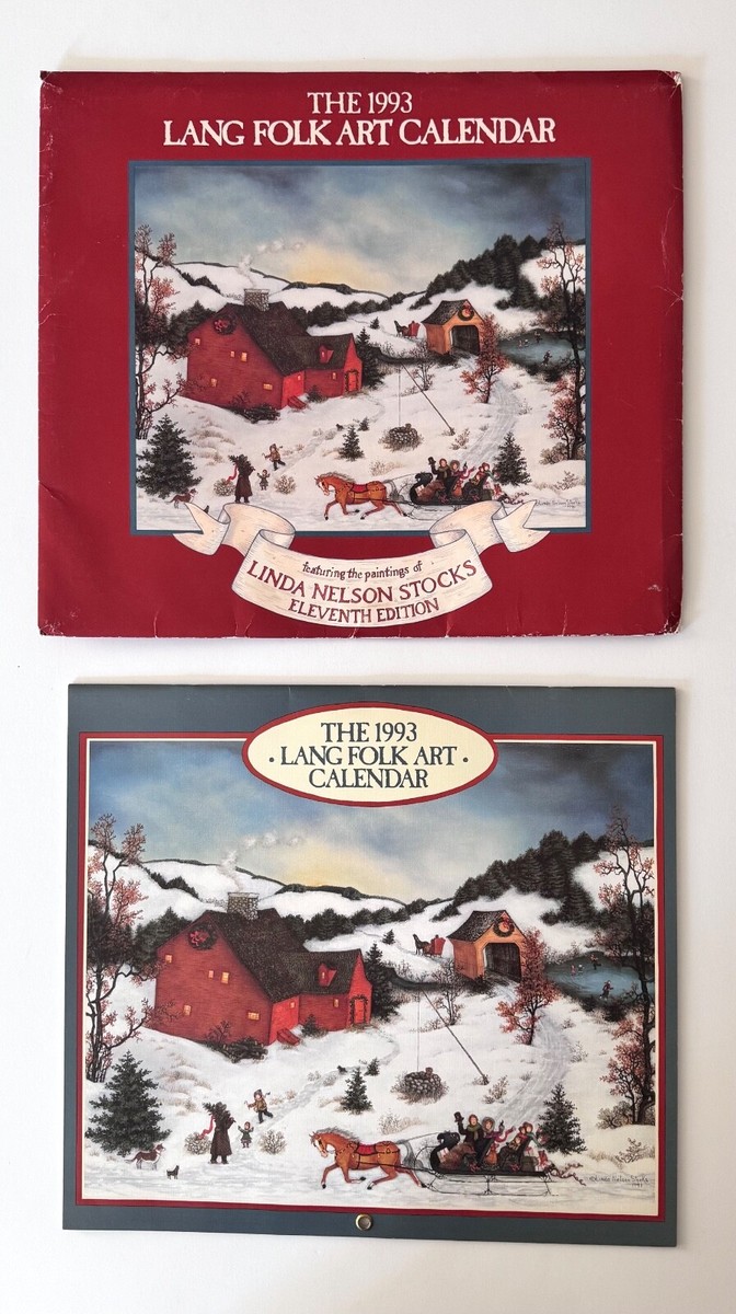 LANG GRAPHICS FOLK ART WALL CALENDAR 1993 Linda Nelson Stocks
