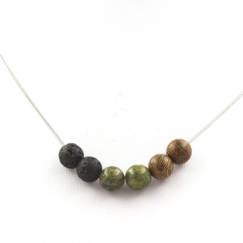 Collier Perle Malachite Congo 8 Mm - Qualité 7A - Chaine Acier - A Bijoux