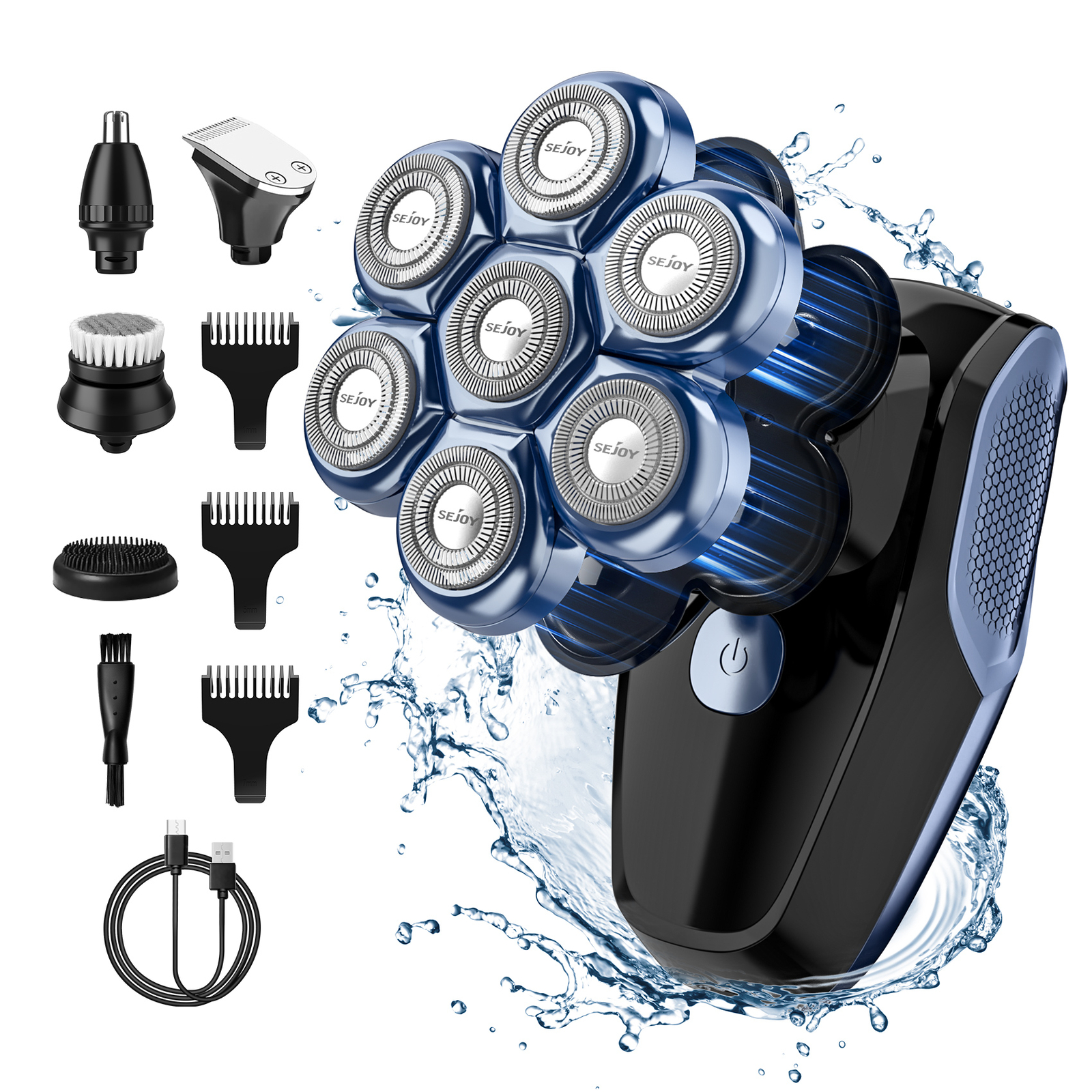 SEJOY 5-in-1 Men's Electric Shaver Hair Trimmer Wet Dry Grooming Kit
