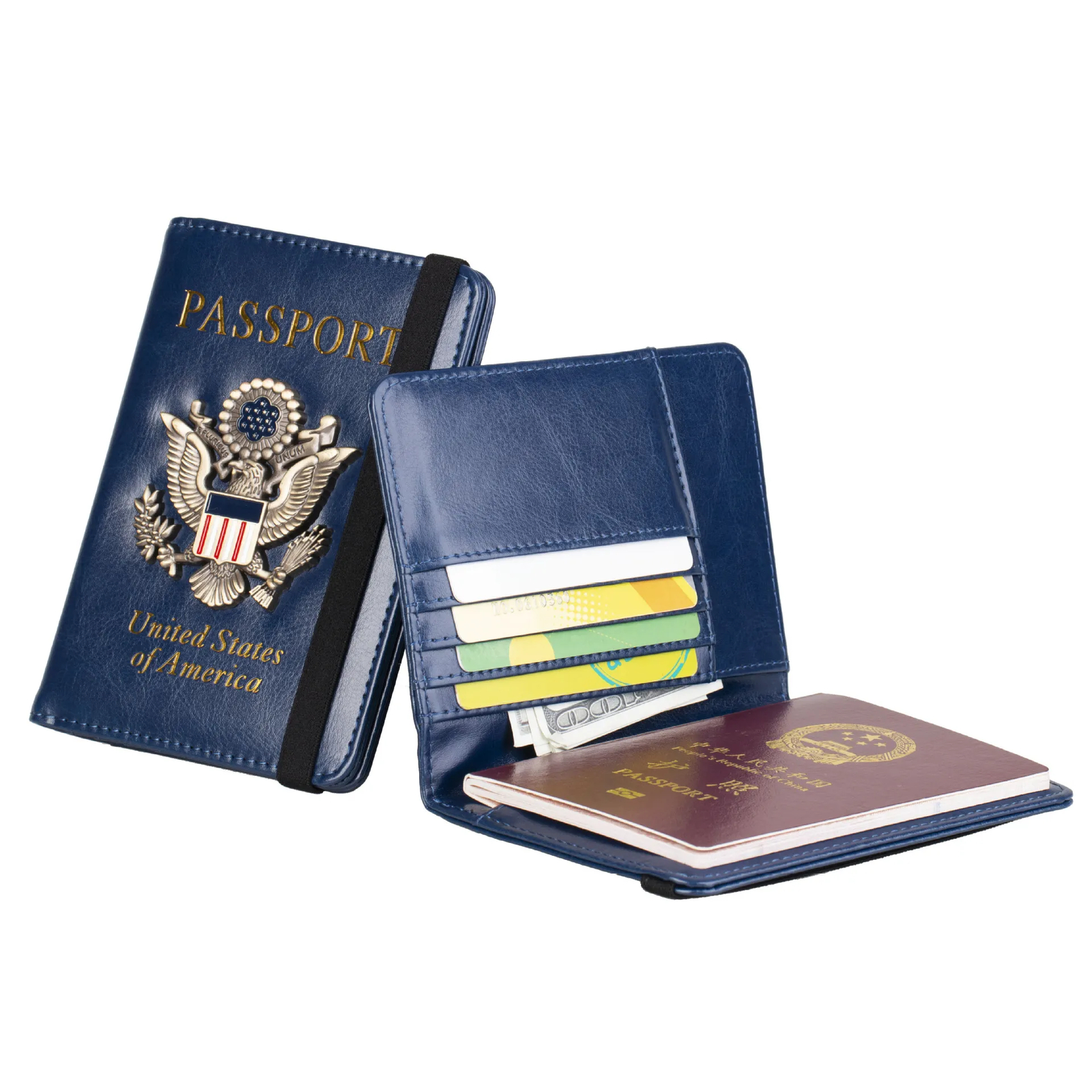 RFID Blocking Leather Passport Holder Travel Wallet for Men & Women-image
