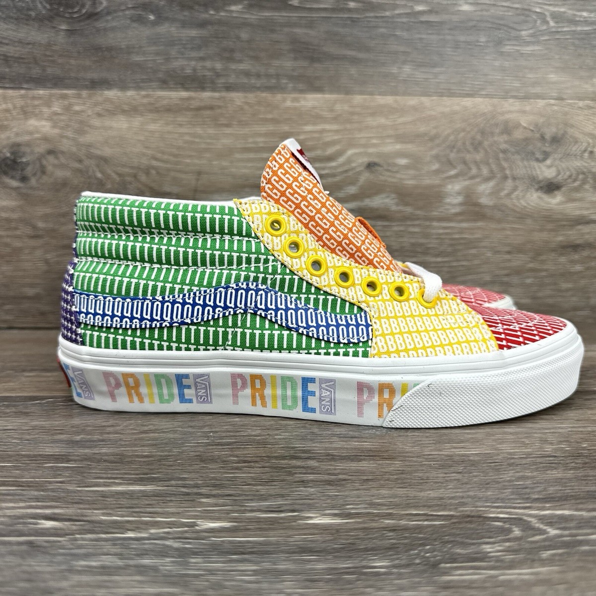 Vans Shoes Sk8-Mid Pride LBGTQ Sneakers Lace up Rainbow Men Size