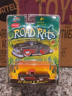 2002 Jada Road Rats '59 Chevy El Camino Black Primer W/Pink Flames