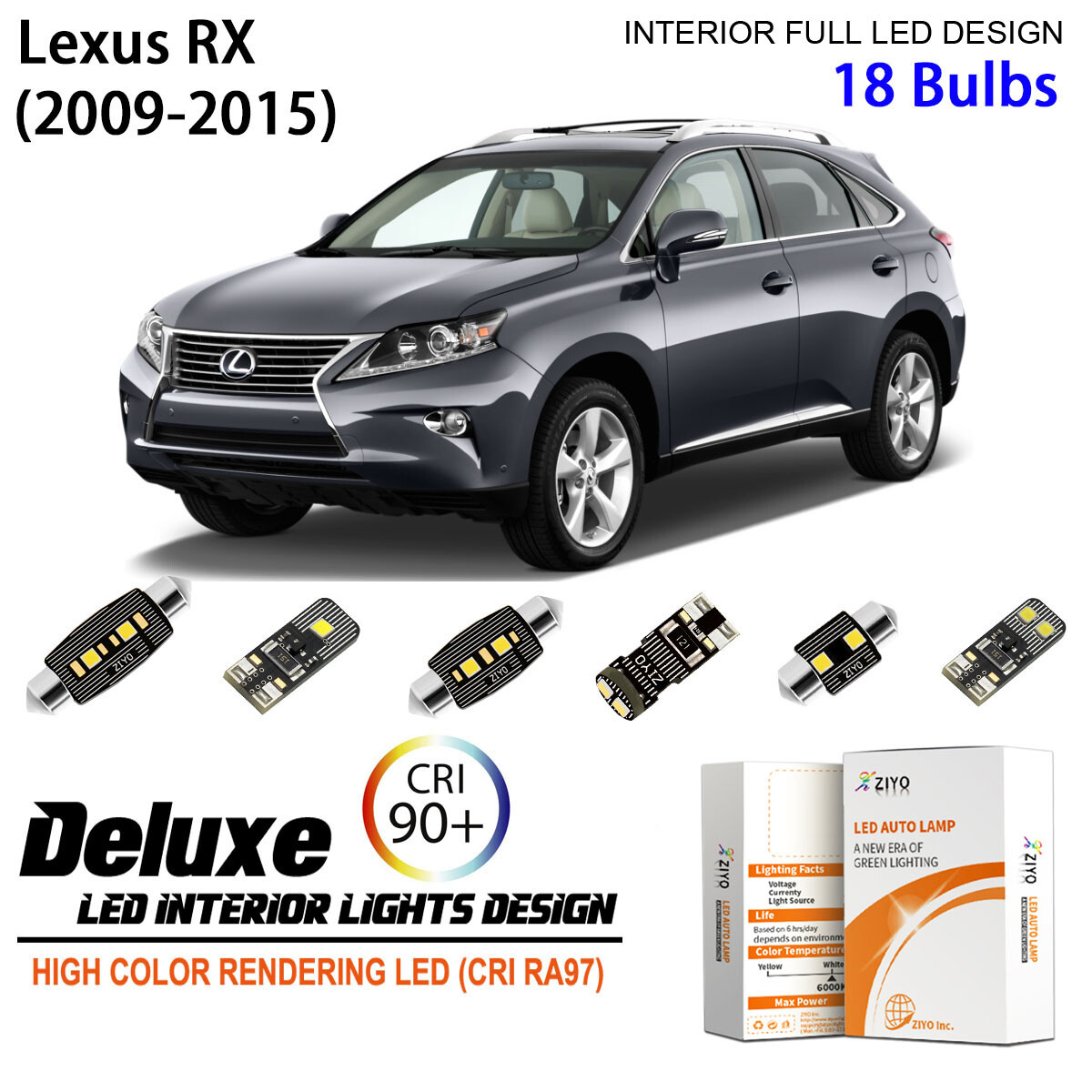 LED Interior Light Kit for Lexus RX 270 350 450 2009-2015 White