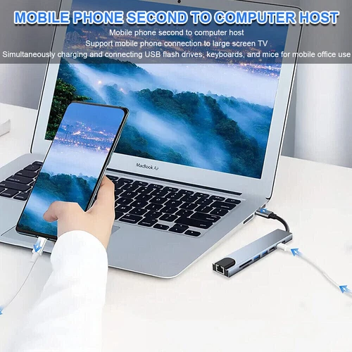 8 in 1 Multiport USB-C Hub Type C To USB 3.0 4K Adapter For Macbook Pro/Air US - Picture 12 of 17