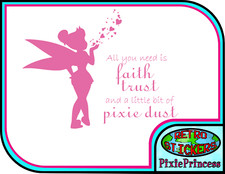 Pixie dust Tinkerbell Fairy W Vinyl Sticker Mirror Car Truck Wall Window Decal