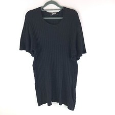 Reformation Ribbed T Shirt Sweater Dress Mini Tencel Linen Blend Black L