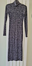 Zara Stradivarus Dark Grey Thin Knit Dress, Mid Length, Roll Neck, Size M (10/12