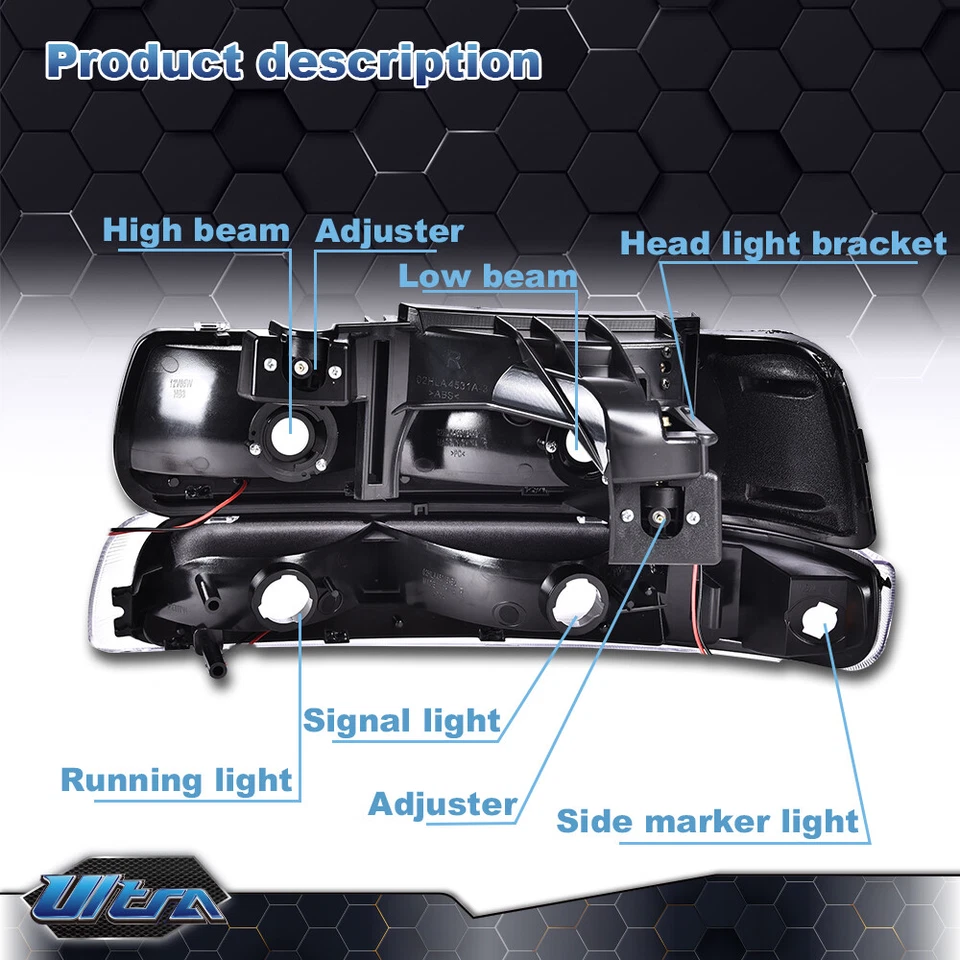 Faro LED DRL para 99-02 Chevy Silverado 1500 2500 HD 3500 + Lámpara de señal de parachoques Foto 4 de 4