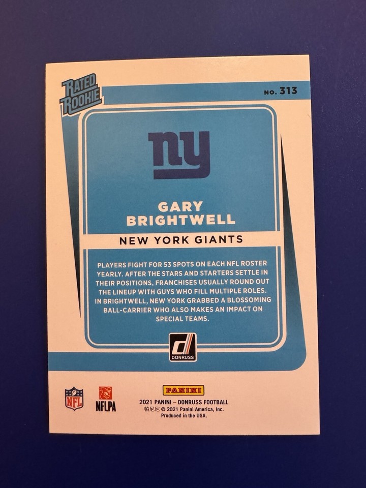 Gary Brightwell 2021 Panini Donruss Blue Press Proof Rated Rookie