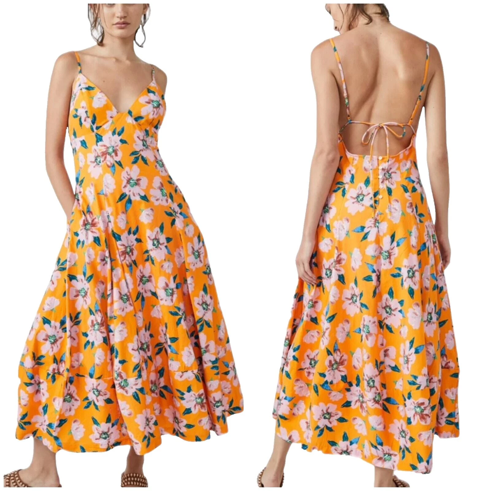 Free People Floral Algodón Fiesta/Cóctel Vestidos para Mujeres