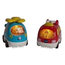 Vtech Go Go Smart Wheels Blue Helicopter Red Fire Truck Vehicle Lot Tested