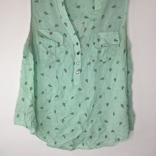 Torrid Blouse Women 2X Green Ice Cream Print Sleeveless Pullover Pocket - Picture 3 of 9