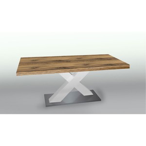 Esstisch Komfort Tisch In Eiche Weiss Edelstahloptik 180 Cm Ausziehbar Esszimmer Ebay