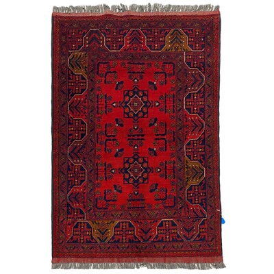 Handmade (3'4'' x 5') Red Bokhara Oriental Afghan Khal Mohammadi Wool Rug