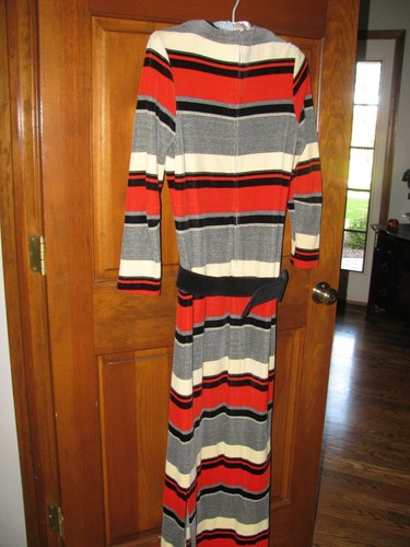 Vintage TONI TODD Damen Gr.10 gestreiftes Velour langes Kleid 70er TOP - Bild 4 von 7