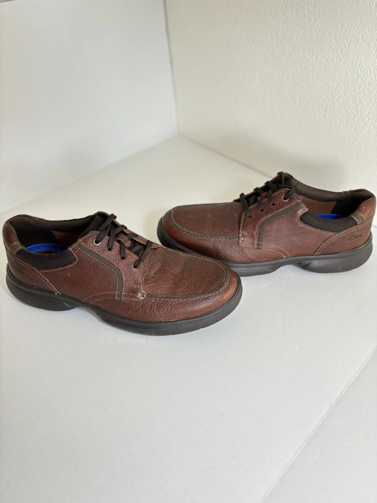 Nuove sneakers Clarks da uomo 13 Bradley Vibe in pelle marrone chiaro comfort da passeggio lavoro Oxford