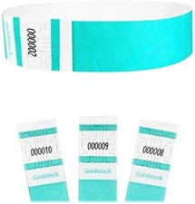 Goldistock 3/4" Tyvek Wristbands 200 Count, Vibrant Aqua , Made In USA