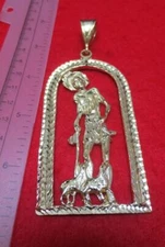 14KT GOLD PLATED SAINT LAZARUS CHARM PENDANT OVER 4 INCHES-9253