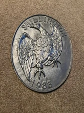 Shillington Keystone Fire Co. oval metal wall plaque 1983 - 8" x 10 1/2"