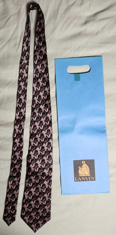 Lanvin Paris Hecho en Francia 100% Seda Oro Rosa Vivo y Negro Diseño Floral Foto 2 de 4