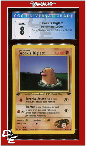 Brock's Diglett (1st Edition) graded CGC 8 for sale on eBay