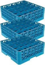 OptiClean Plastic 25 Compartment Divided Glass Shelf, Blue (Pack of 3)