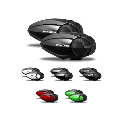 BIKECOMM BK-S2 Motorcycle Bluetooth Intercom Headset (Duo Black) - Audio Mult...