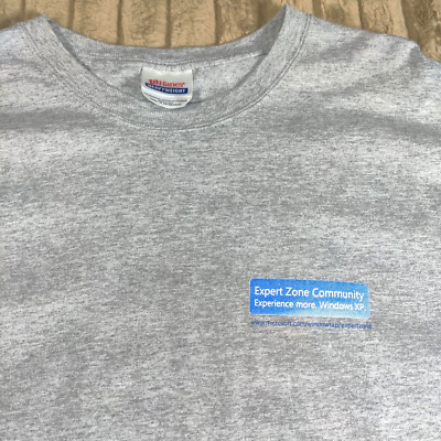 Vintage Microsoft Windows XP T Shirt Mens XL Gray Short Sleeve Launch Promo Tee