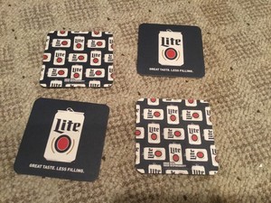 Set Of 4 Miller Lite Beer Brewing Craft Beer Coaster Millercoors Bud Cans Bottle