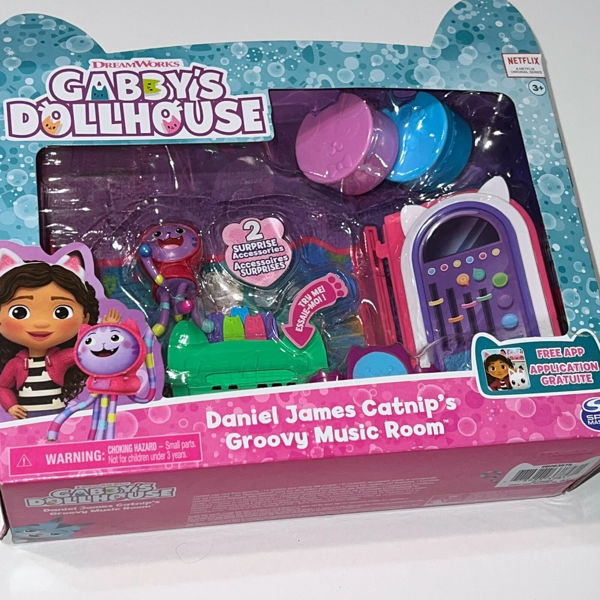 Original Dreamworks Gabby's Dollhouse Groovy Music Room Deluxe Playset with  Daniel James DJ Catnip Figure, Furniture Accessories, Doll House Toys for  Girls, Gabby Girl