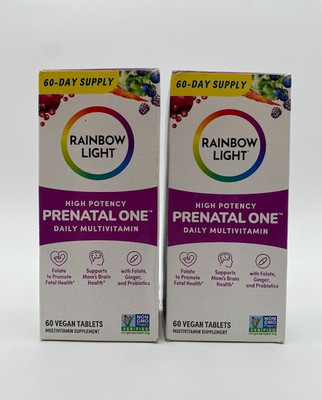Rainbow Light Prenatal One Multivitamin 60 Vegan Tablets X2 Exp 06/26