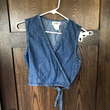 Vintage Denim wrapped tie cropped vest top- sostanza 