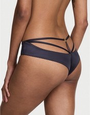 Victoria's Secret Strappy Back Ring Hardware Satin Cheeky Panty Sz M SOIREE BLUE