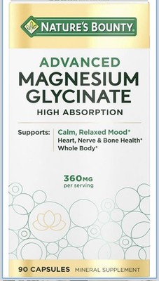 Nature's Bounty Advanced Magnesium Glycinate High Absorption 360mg 90 Capsules