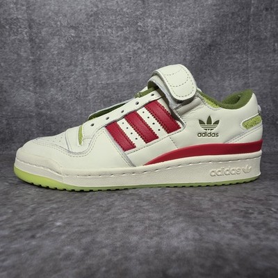 adidas Forum Low The Grinch Cream White Red Men's 9 ID3512 w/ Pins Ornament Lace