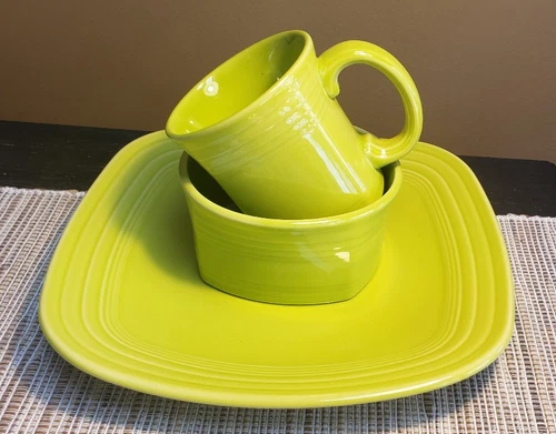 Fiesta Lemongrass Square 3pc Place Setting Plate Bowl Mug 825332 Box