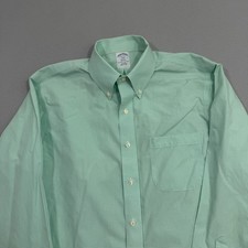 Brooks Brothers Button Down Shirt Men 16-4/5 Green Regent Non-Iron Gingham Plaid