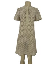 Elie Tahari Size 6 Women Pullover Crochet Mini Dress Short Sl Ruffle Trim AB14