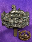 Genuine WW1/2 The Gloucestershire Regiment WM Cap Badge w/slider & Back Badge
